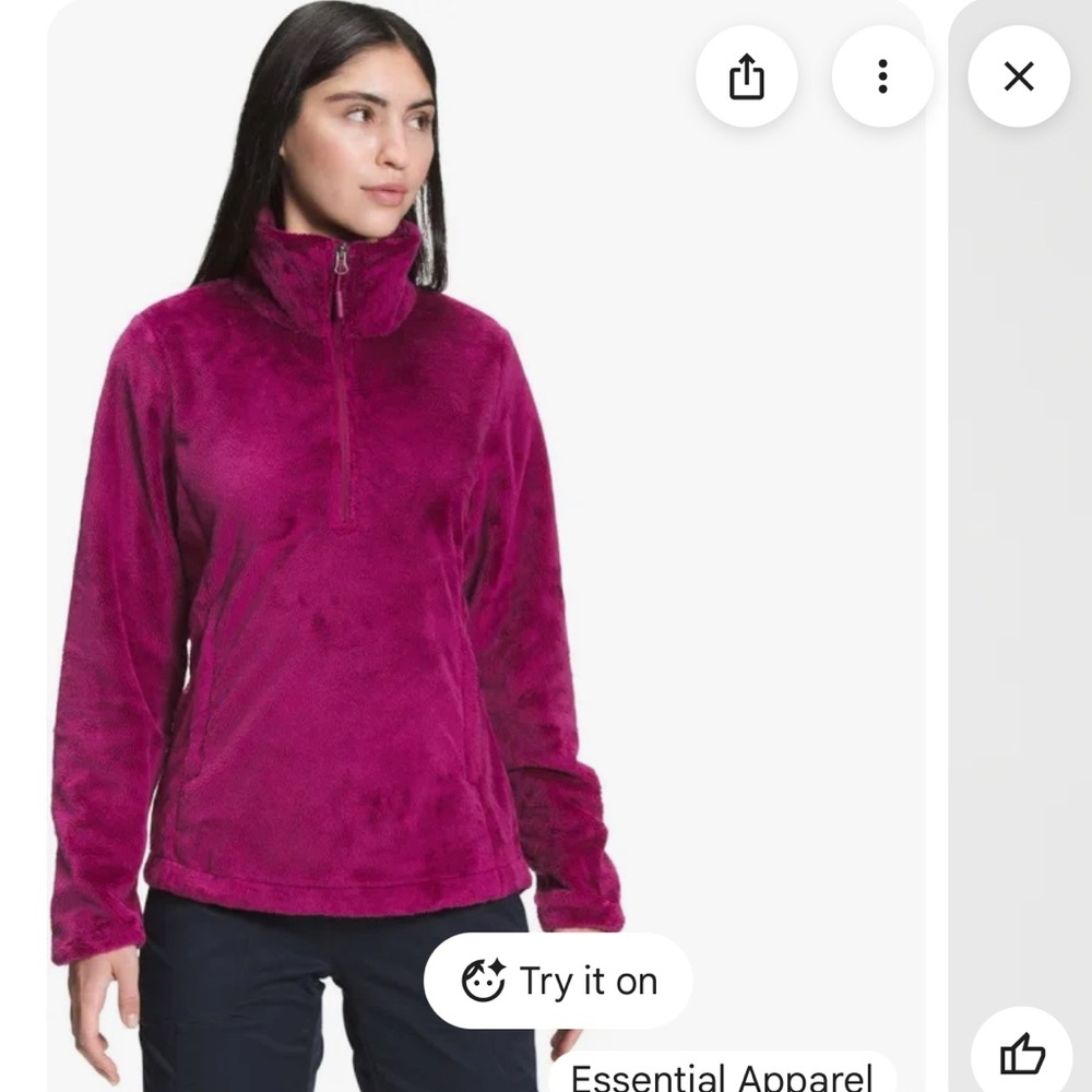 The North Face Women's Fleece 1/4 Zip Jacket Roxbury‎ Pink S/P Warm BaseLayer